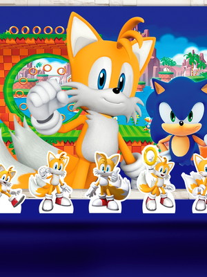 Kit aniversário prata painel + display tails sonic