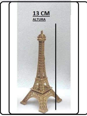 Torre eiffel dourada 13 cm alt e base 5 cm - miniatura