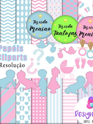 Kit digital chá de revelação bebê
