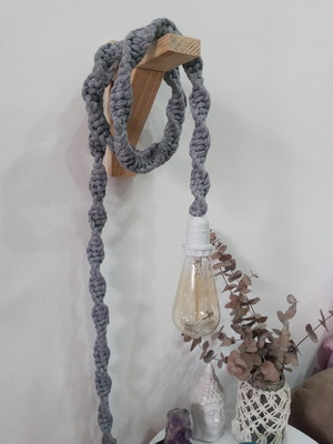 Luminária de macrame 2 metros com mão francesa + lâmpada