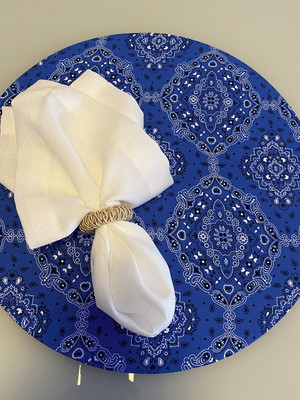Kit com 2: capa de sousplat estampa bandana azul