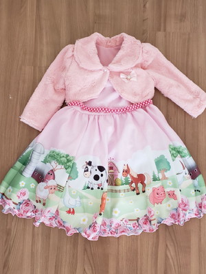 Vestido infantil fazendinha com bolero