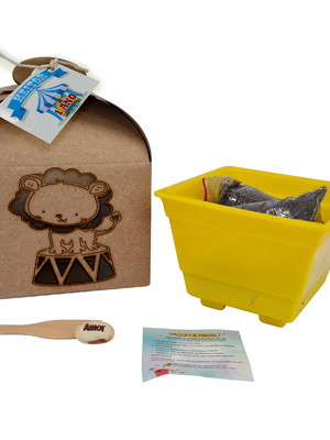 Kit eco kraft grande com semente gravada - leão circo