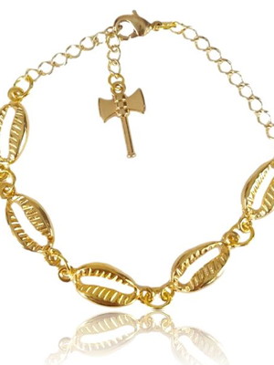 Pulseira de búzios com machado de xangô