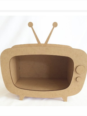 Nicho decorativo de tv retrô em mdf cru