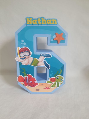 Personalizado número 3d fundo do mar com nome e tema