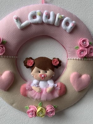 Guirlanda enfeite de porta maternidade menina