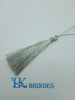 Pingente tassel de seda prata pct 10 unidades