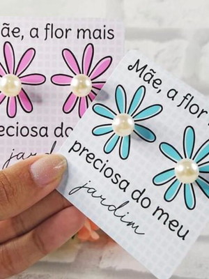 Tag com brinco de pérola dia das mães