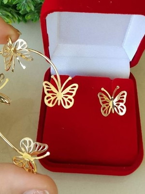 Kit piercing fake + 1 brinco banhado a ouro 18k
