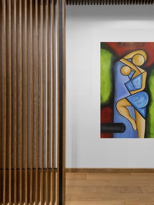 Quadro abraço azul refúgio de amor 80x140