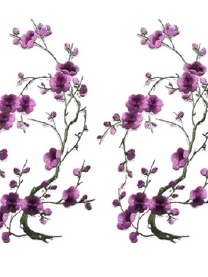 1 par sakura lilás flor de cerejeira termocolante lavanda