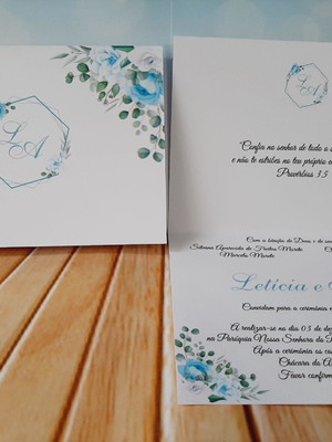 Convite casamento promoção azul serenity