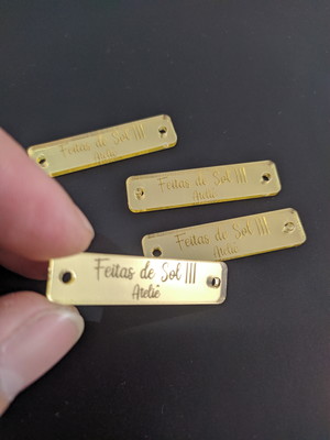 50 tags 4x1cm em acrílico espelhado