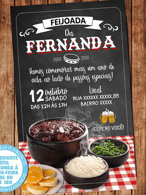 Convite feijoada aniversário festa digital