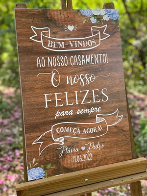 Placa casamento bem-vindos recepção personalizada