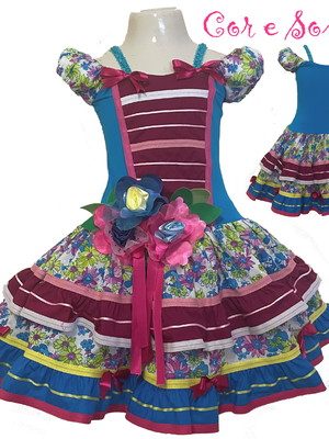 Vestido de festa junina tamanhos 4 e 6 anos promoção