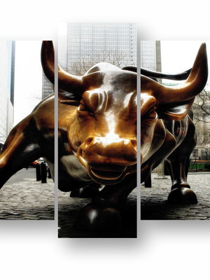 Quadros mosaico mercado financeiro touro wall street sala