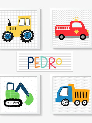 Quadros decoração menino trator
