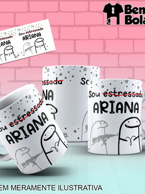 Caneca flork signos áries sou do estressada ariana