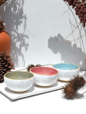 Trio de cumbucas + prato régua em cerâmica artesanal