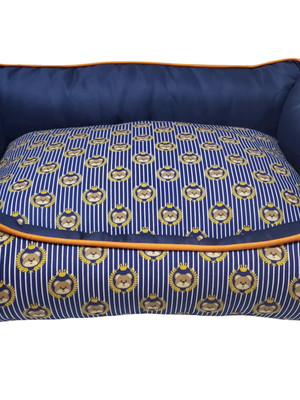 Caminha retangular para pet m cachorro gato azul1