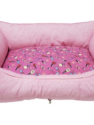 Caminha cama retangular para pet cachorro gato rosa pequena