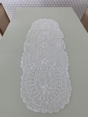 Caminho de mesa branco renda renascença 1,34m - admire