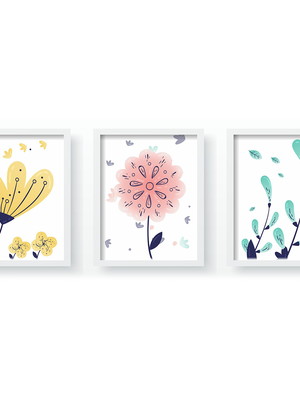 Quadro decorativo infantil quarto menina floral qdt119