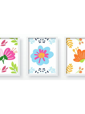 Quadro decorativo infantil quarto menina flores qdt175