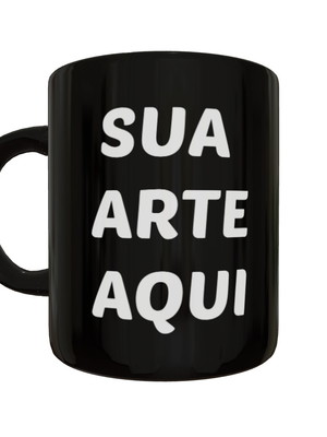 Caneca preta personalizada sua logo arte aqui
