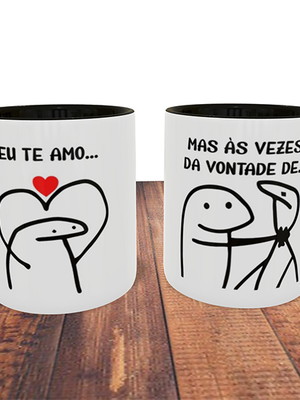 Caneca personalizada preta flork eu te amo campinas