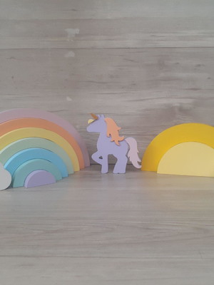 Kit festa arco íris - decoração infantil em mdf