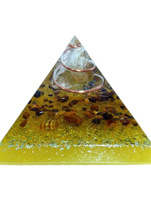 Orgonite pirâmide amarela - prosperidade | 8x6 cm
