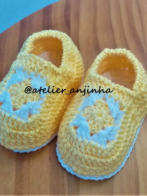 Alpargata square para bebe em crochê com elástico