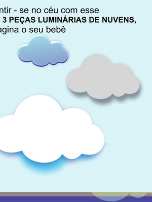 Kit nuvem 3 peças mdf / led luminária decoração quarto bebe