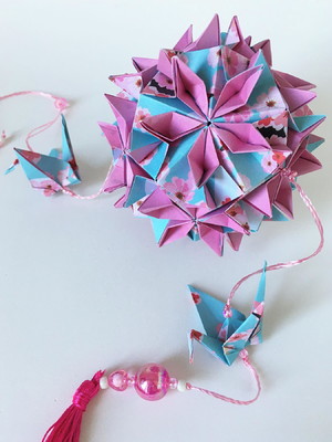 Kusudama floral de origami
