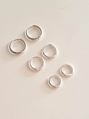Trio brinco argola tam 9mm 10mm 13mm prata 925 fecho click
