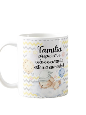 Caneca surpresa gravidez anúncio família estou a caminho