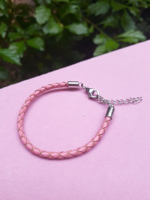Pulseira tornozeleira couro com aço inox e extensor
