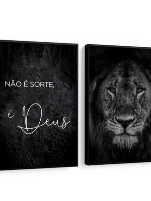 2 quadros frases religiosas leão de juda moldura