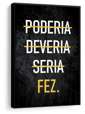 Quadro decorativo frase motivacional sucesso com moldura