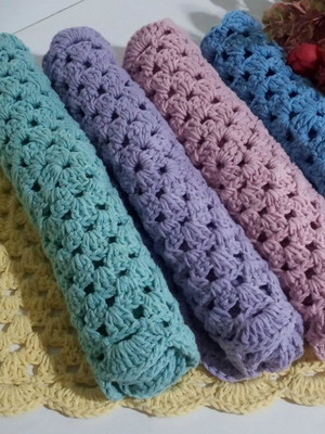Sousplat de crochê retangular colorido kit com 6