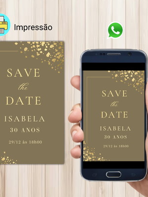 Convite digital save the date dourado 1