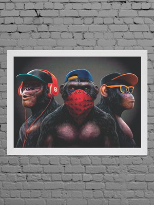 Quadro gangue dos macacos com moldura