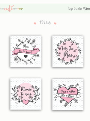 Tags mãe eu te amo - kit digital