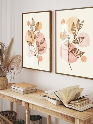 Quadros moldura tabaco flores rose neutro quarto sala