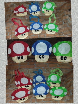 Kit com 10 bolsa cogumelo - feltro