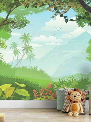 Papel de parede floresta selva infantil safari painel gg918