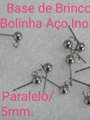 Base de brinco bolinha /elo paralelo aço inox 5mm.(15pares)